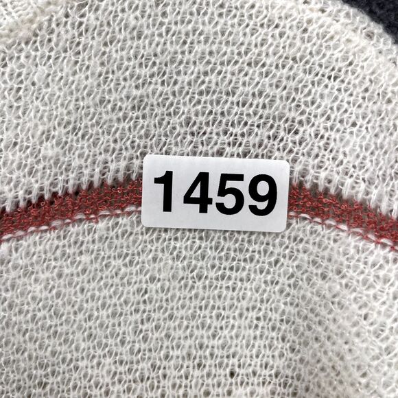 Fate Sweater Womens Large White Yellow Striped Knit Pullover soft crew neck - Picture 14 of 15